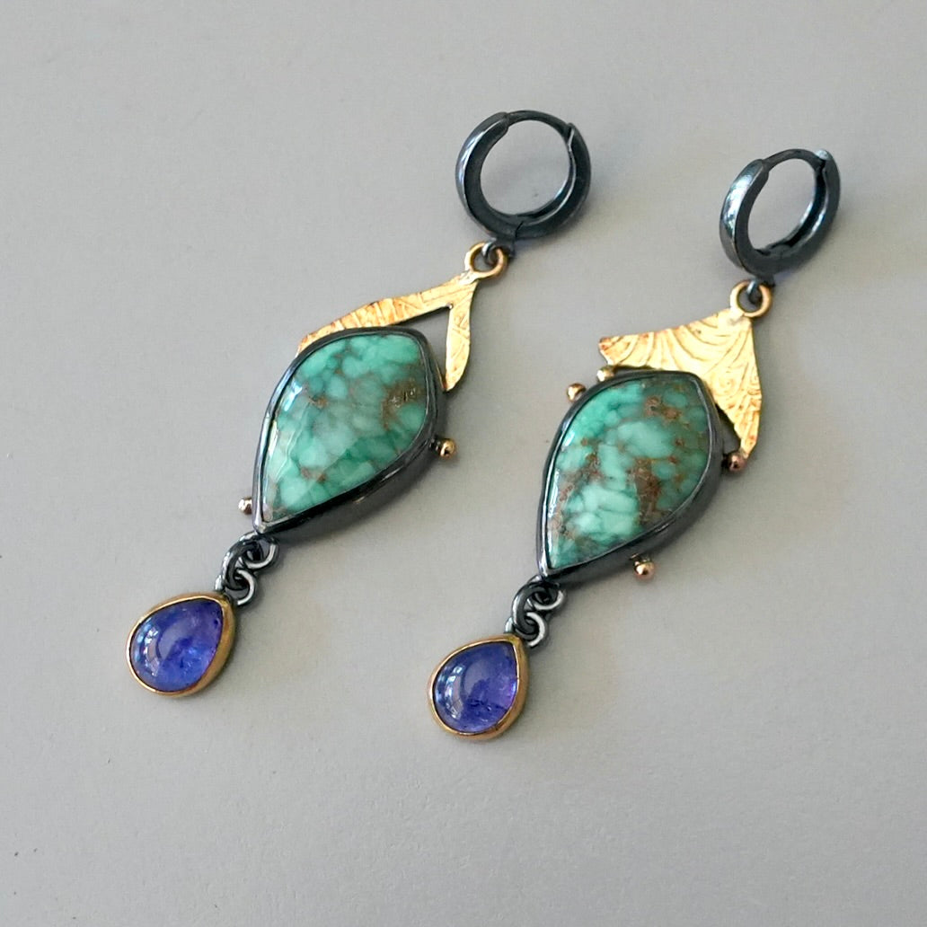 Carmel Mountain Variscite and tanzanite earrings