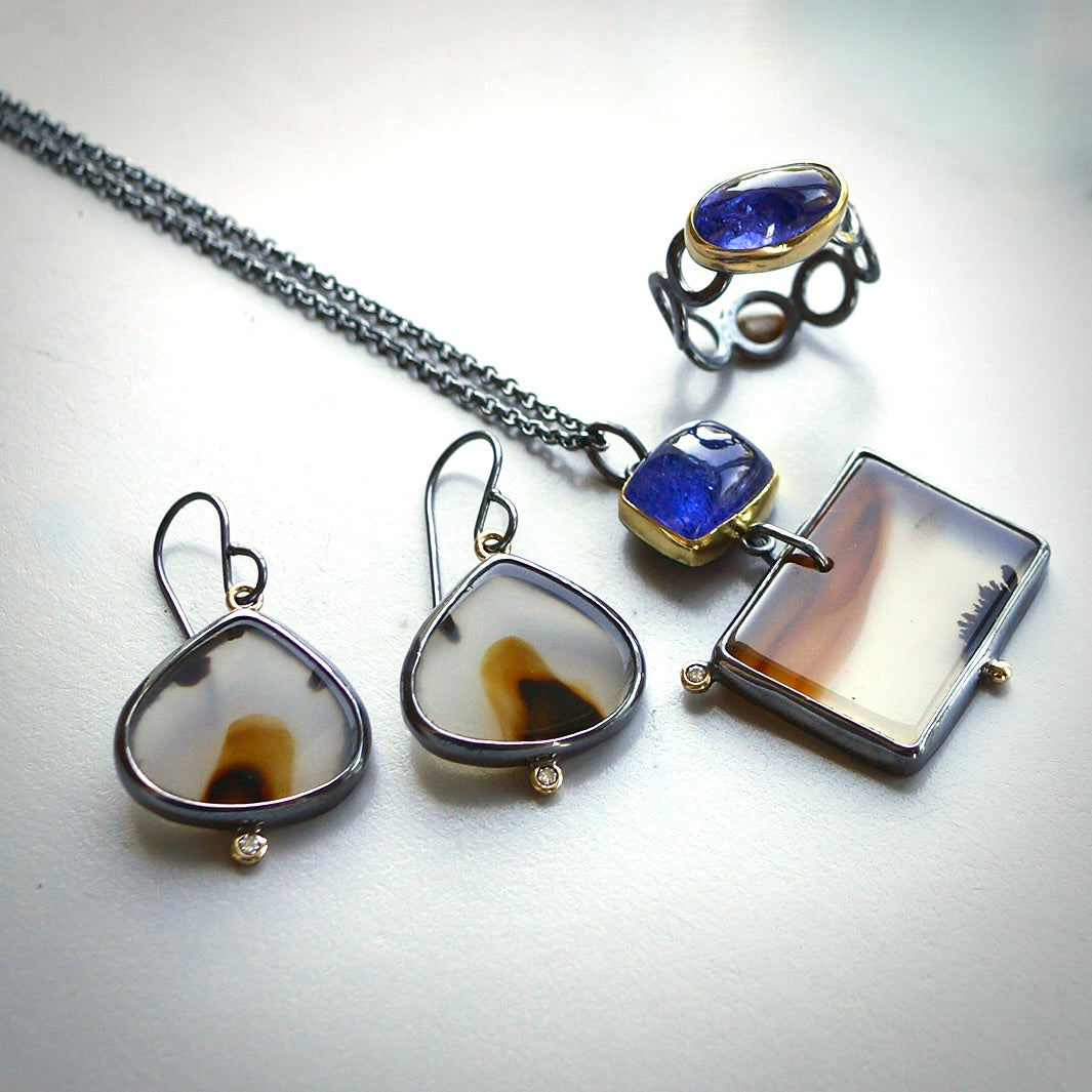 Montana agate and diamond earrings