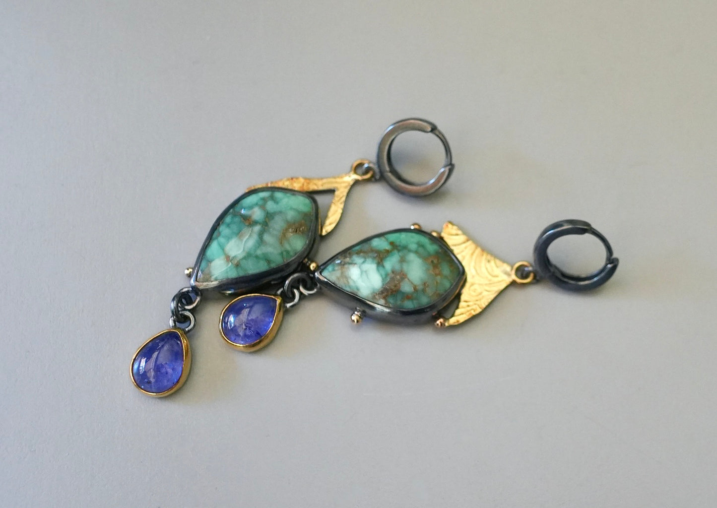 Carmel Mountain Variscite and tanzanite earrings