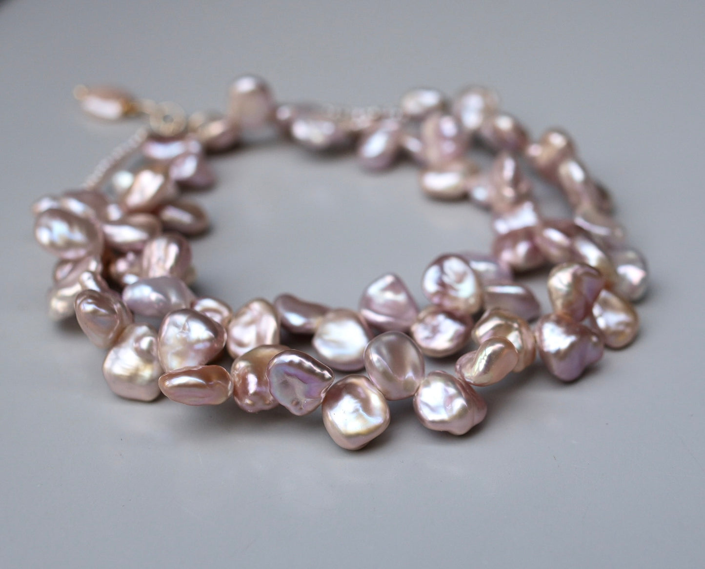 Keshi pearl necklace with 14K gold clasp
