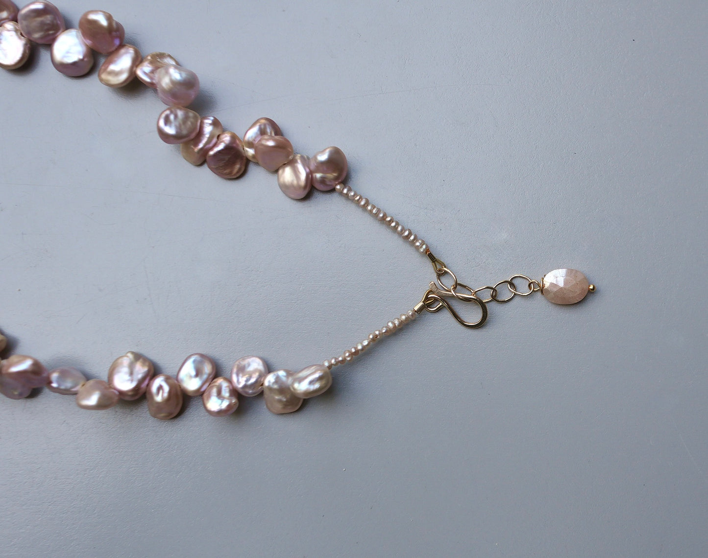 Keshi pearl necklace with 14K gold clasp