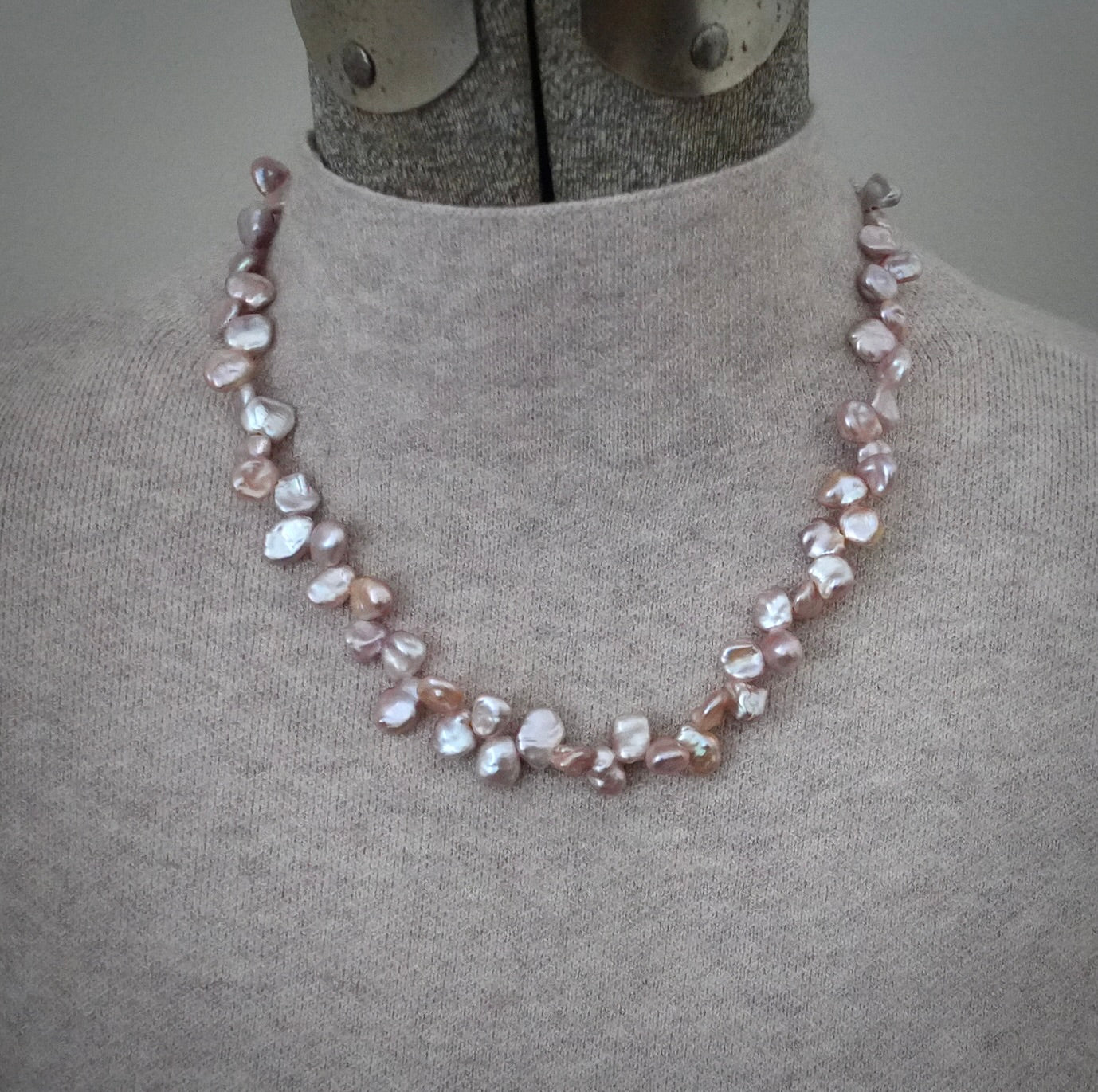 Keshi pearl necklace with 14K gold clasp