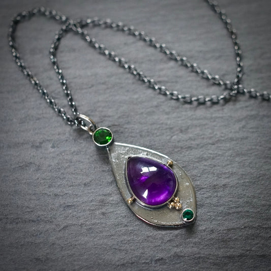 Amethyst and chrome diopside pendant