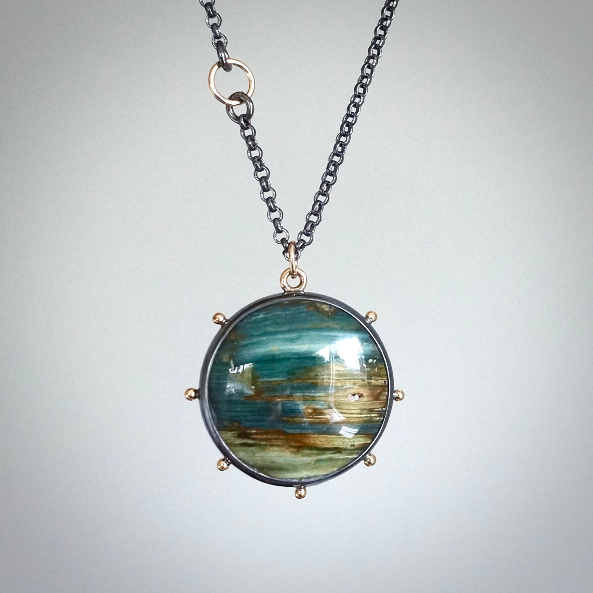 Gary Green jasper necklace (on a long chain)