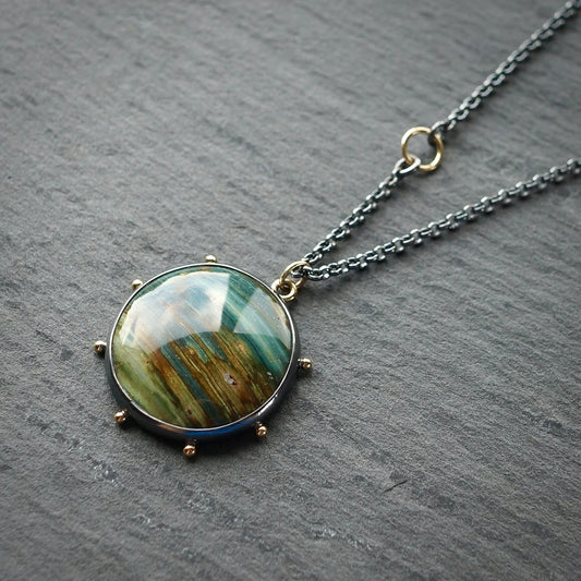 Gary Green jasper necklace (on a long chain)