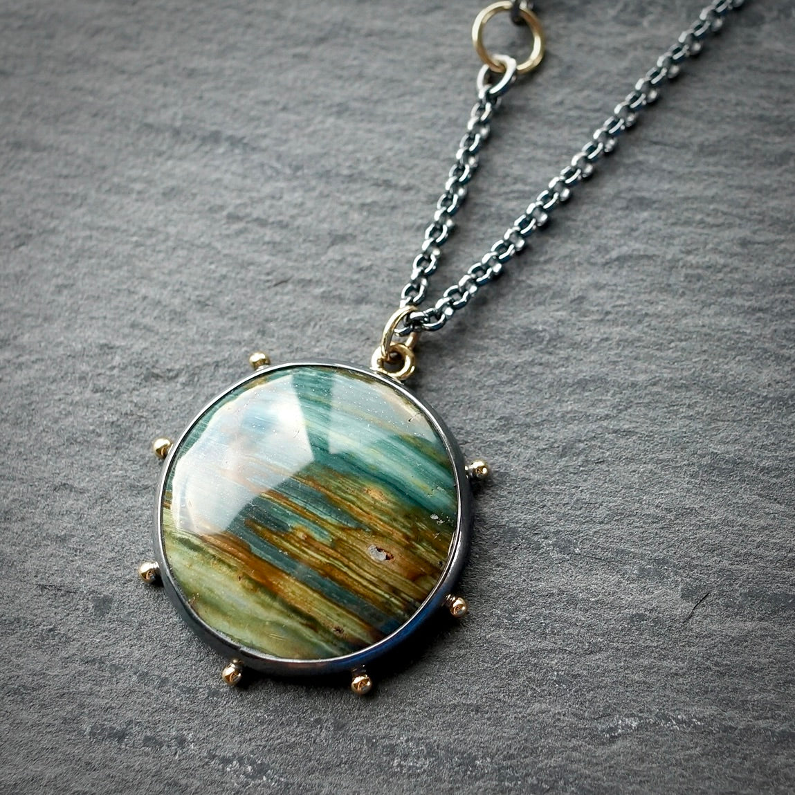 Gary Green jasper necklace (on a long chain)