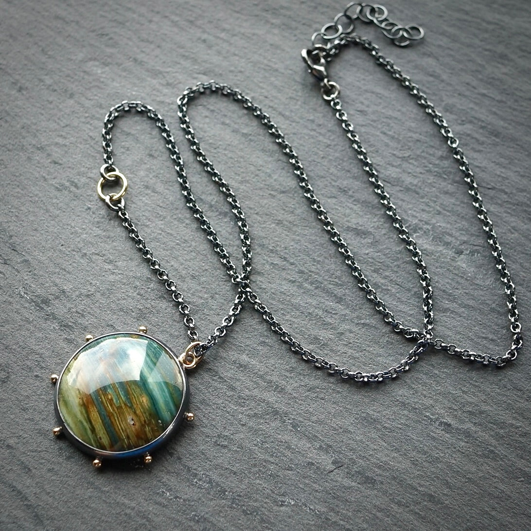 Gary Green jasper necklace (on a long chain)