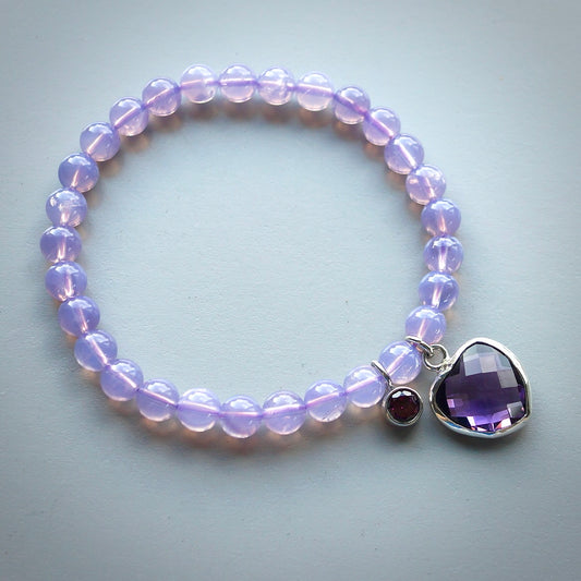 Lavender quartz charm bracelet