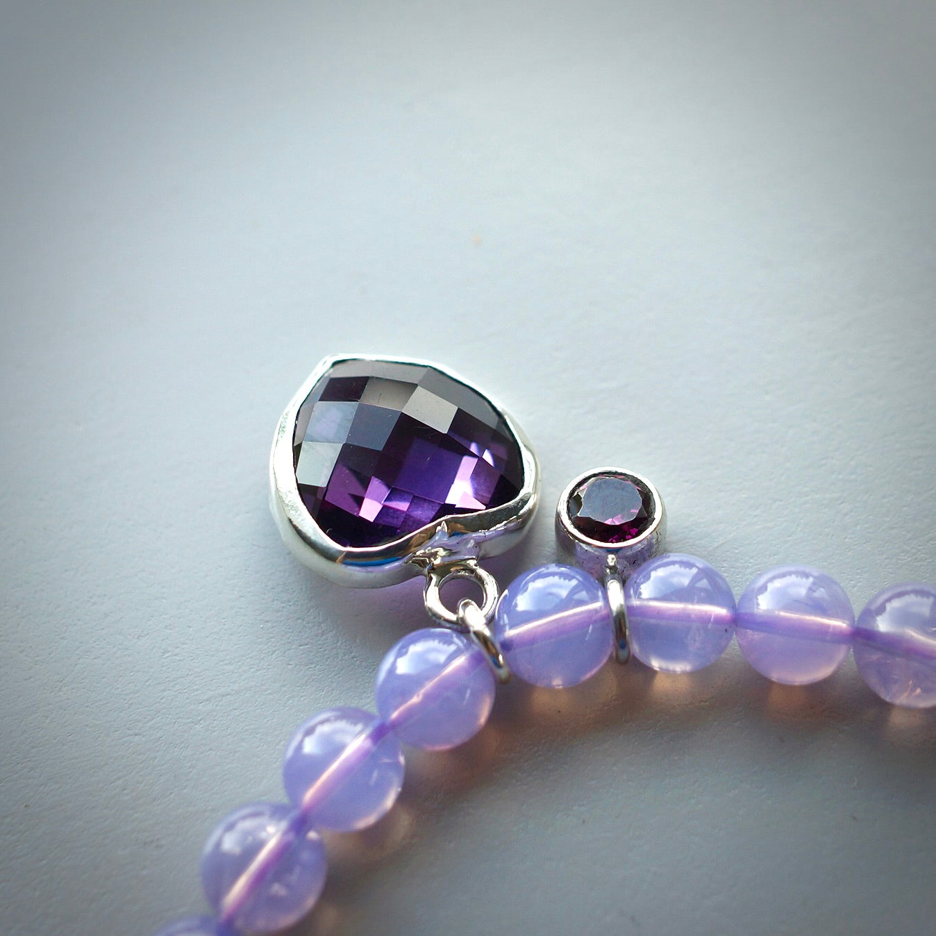 Lavender quartz charm bracelet