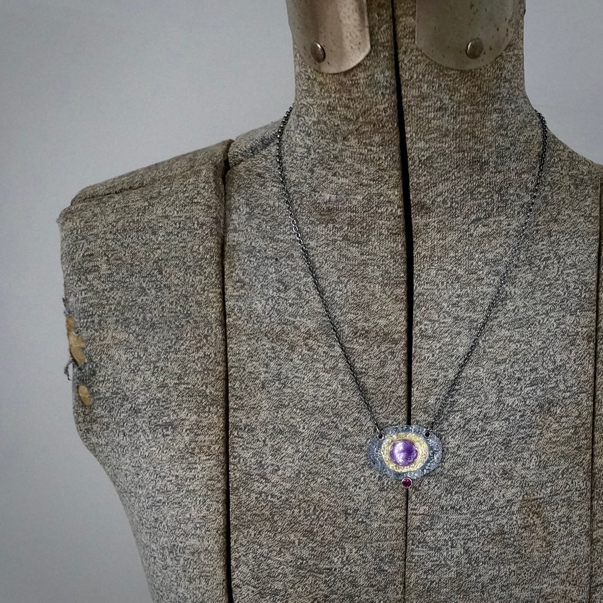 Amethyst and rhodolite garnet necklace