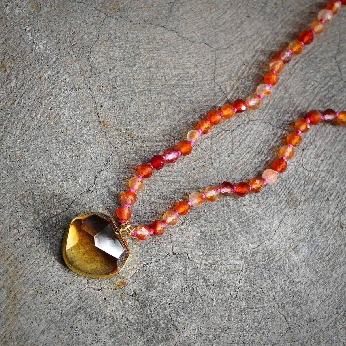 Citrine and fiery carnelian agate necklace