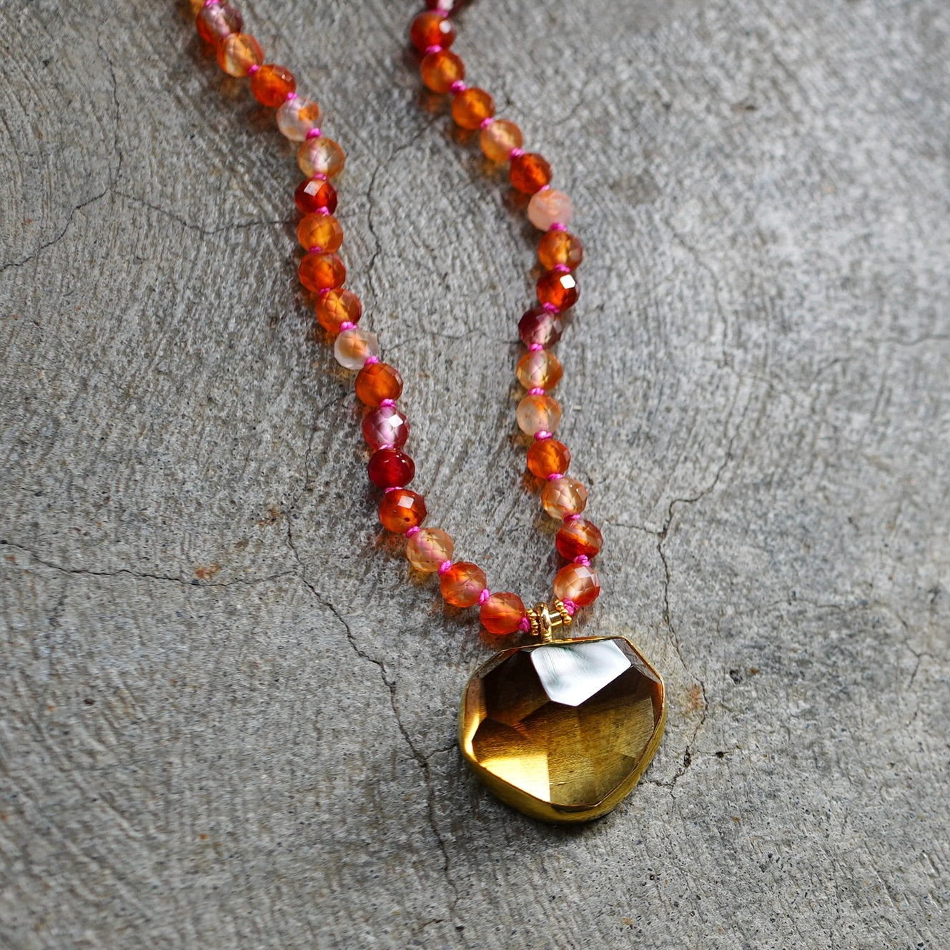 Citrine and fiery carnelian agate necklace