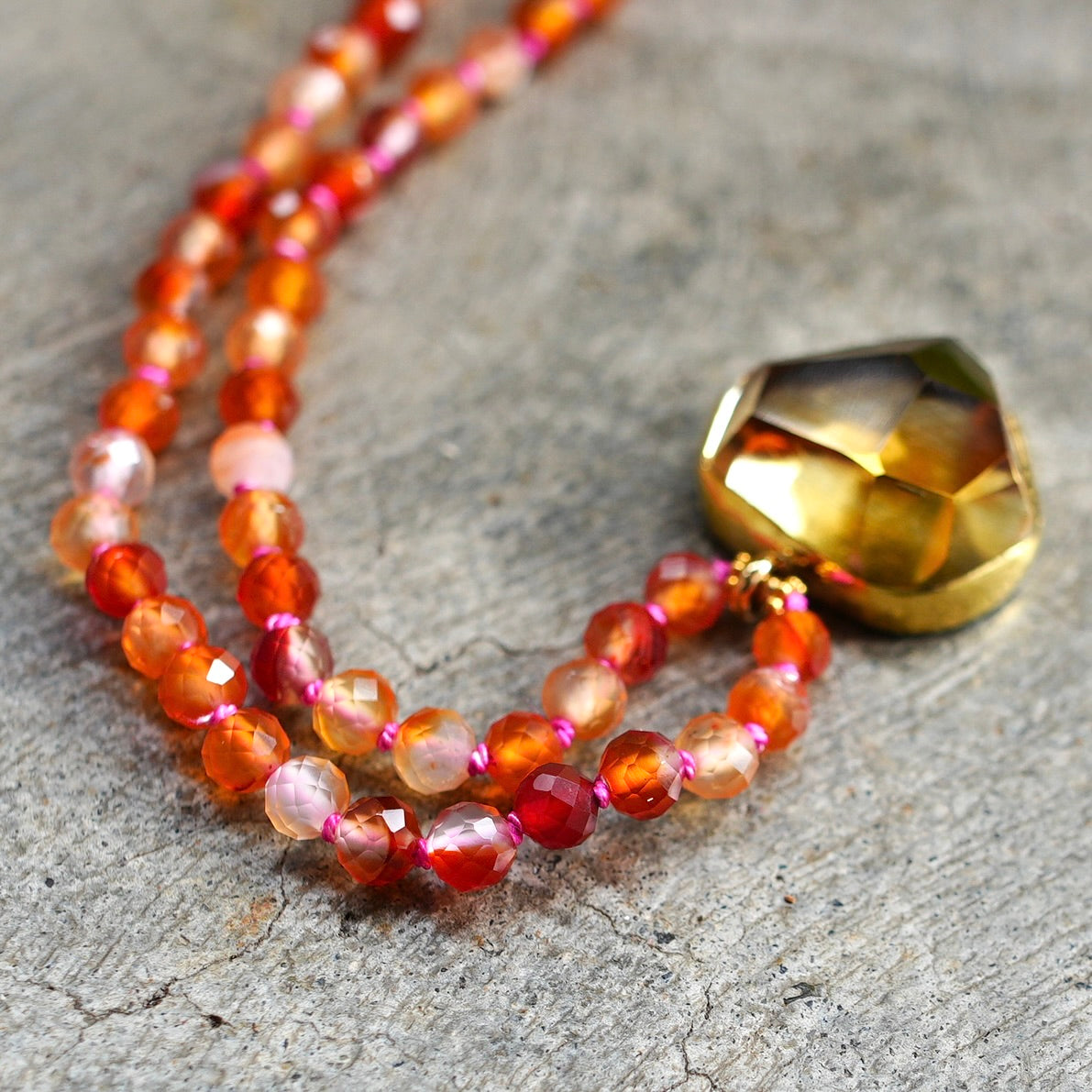 Citrine and fiery carnelian agate necklace