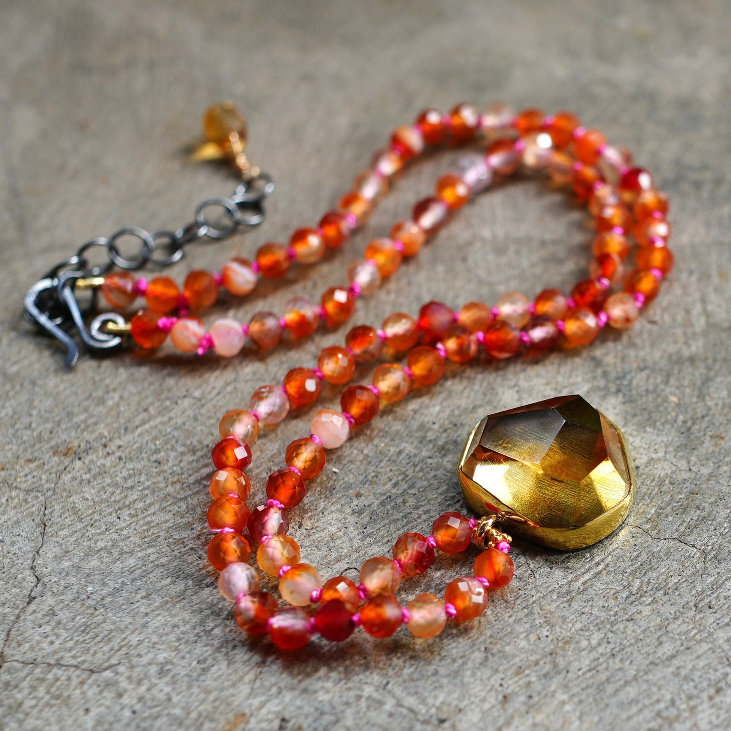 Citrine and fiery carnelian agate necklace