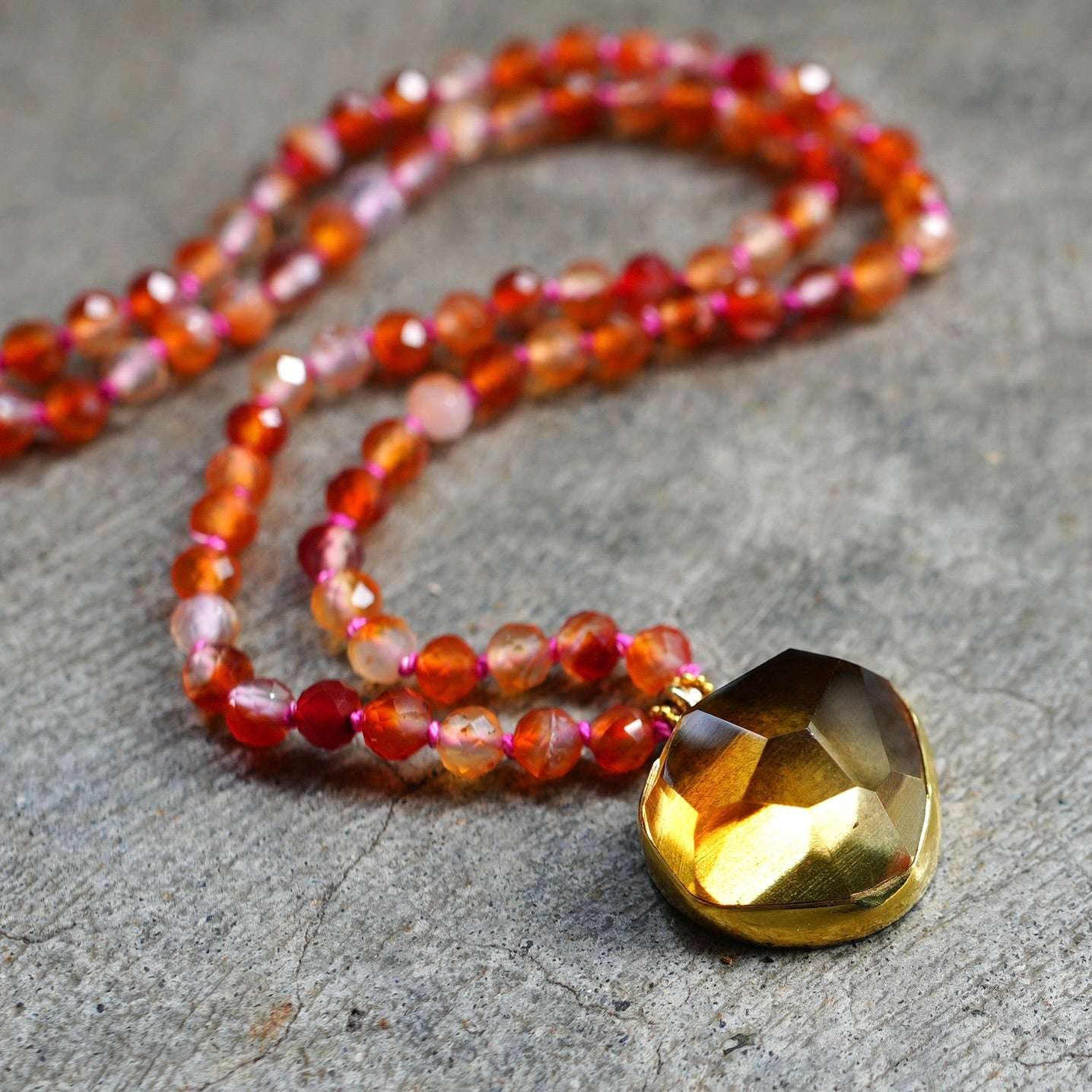 Citrine and fiery carnelian agate necklace