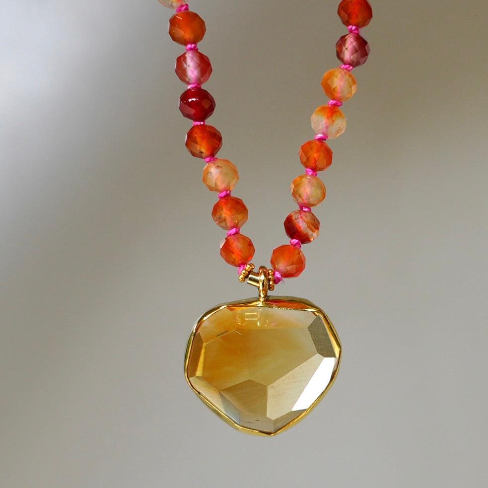 Citrine and fiery carnelian agate necklace