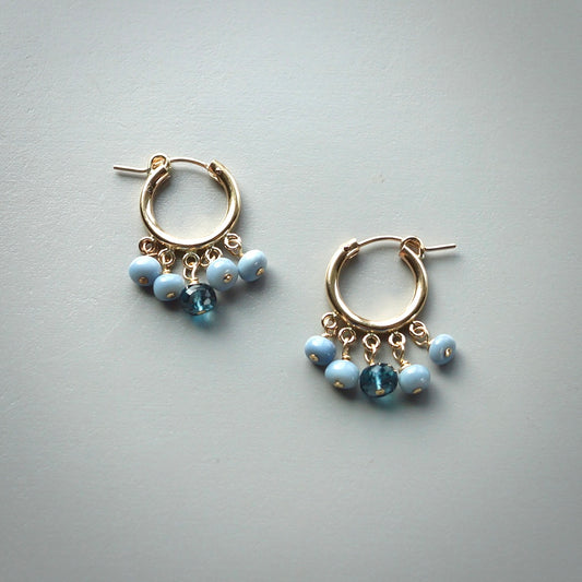 Owyhee blue opal and London blue topaz hoop earrings
