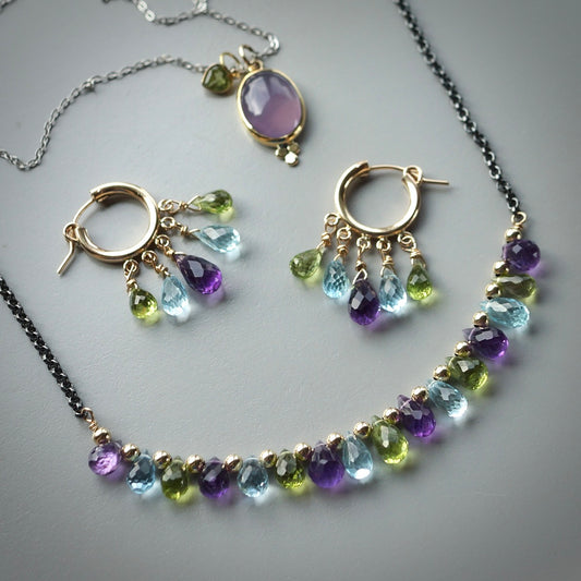 Amethyst, topaz and peridot briolette necklace