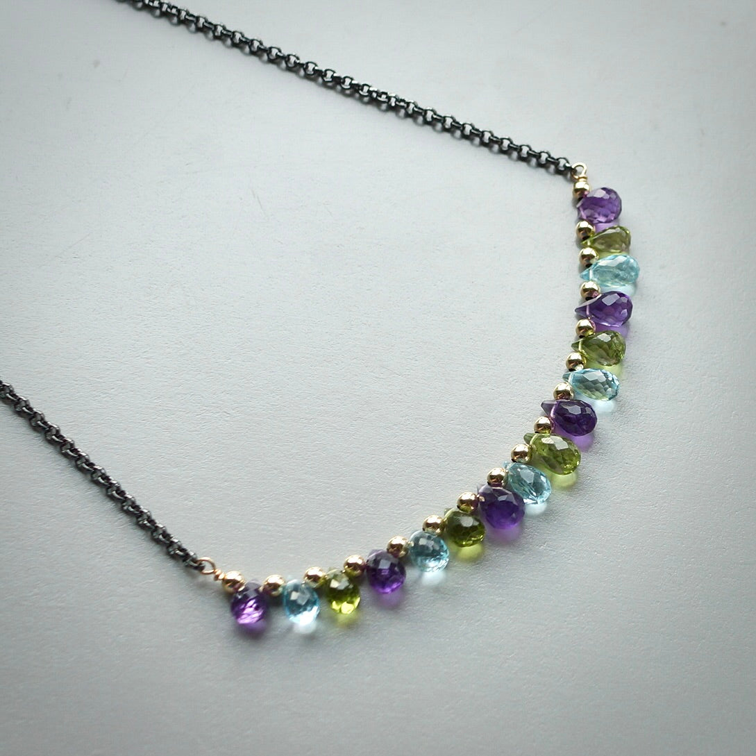 Amethyst, topaz and peridot briolette necklace