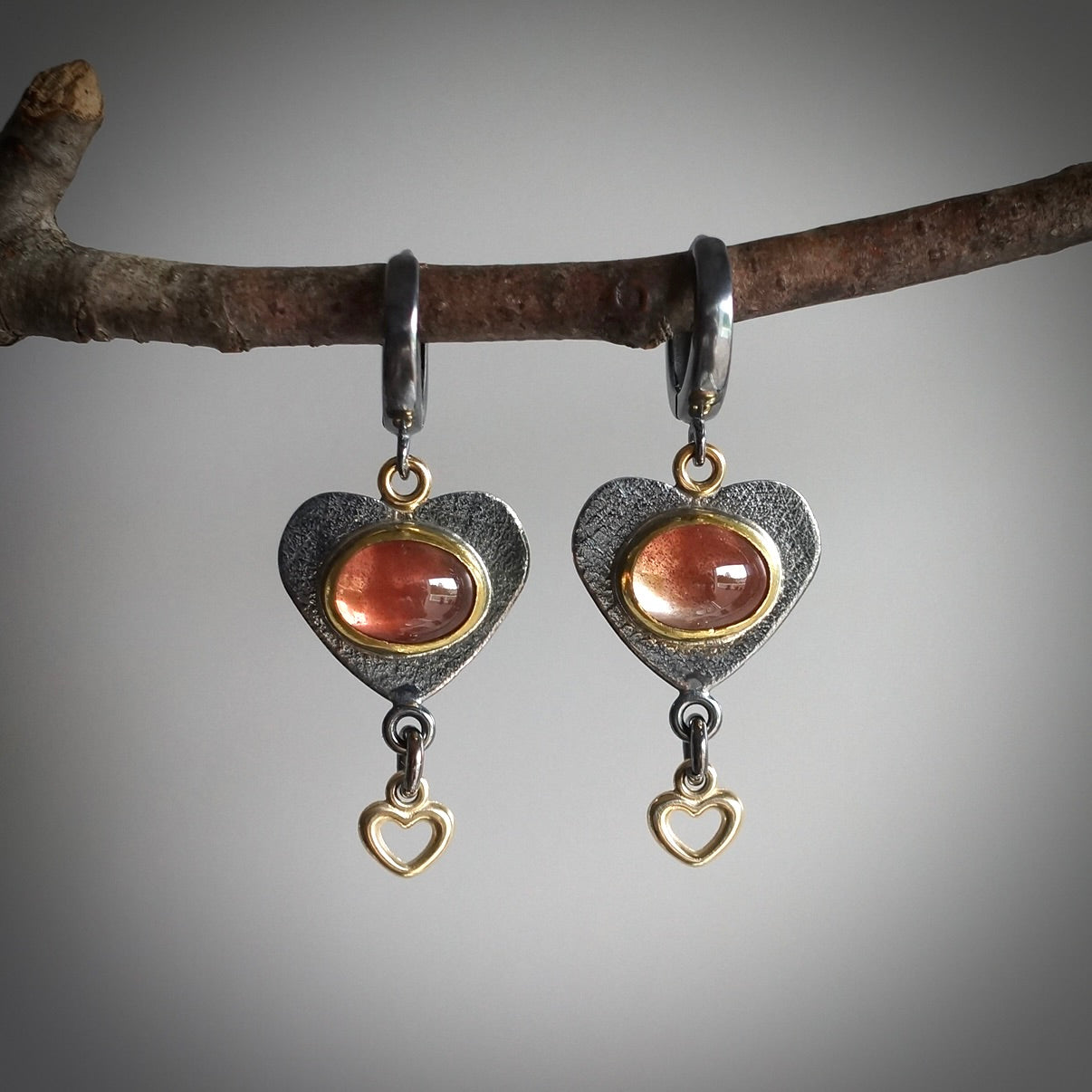 Oregon Sunstone Double Heart earrings