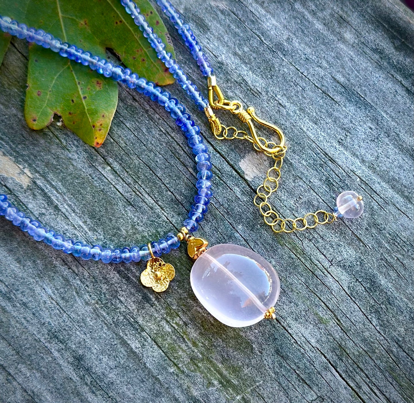 Tanzanite and rose quartz necklace