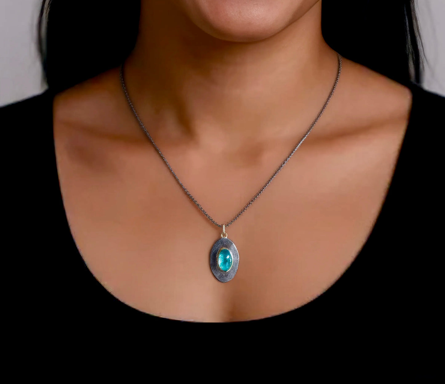 Blue apatite pendant