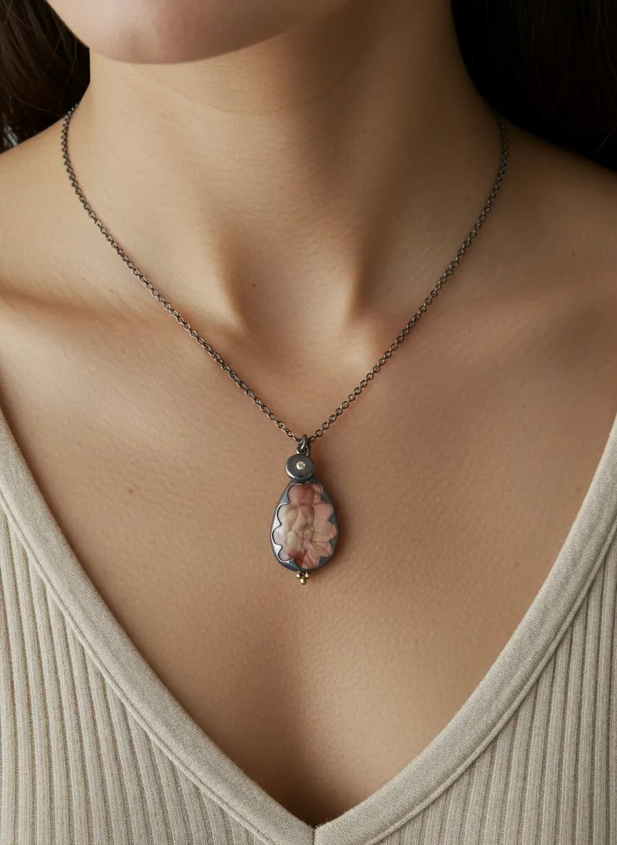 Willow Creek Jasper and champagne diamond necklace