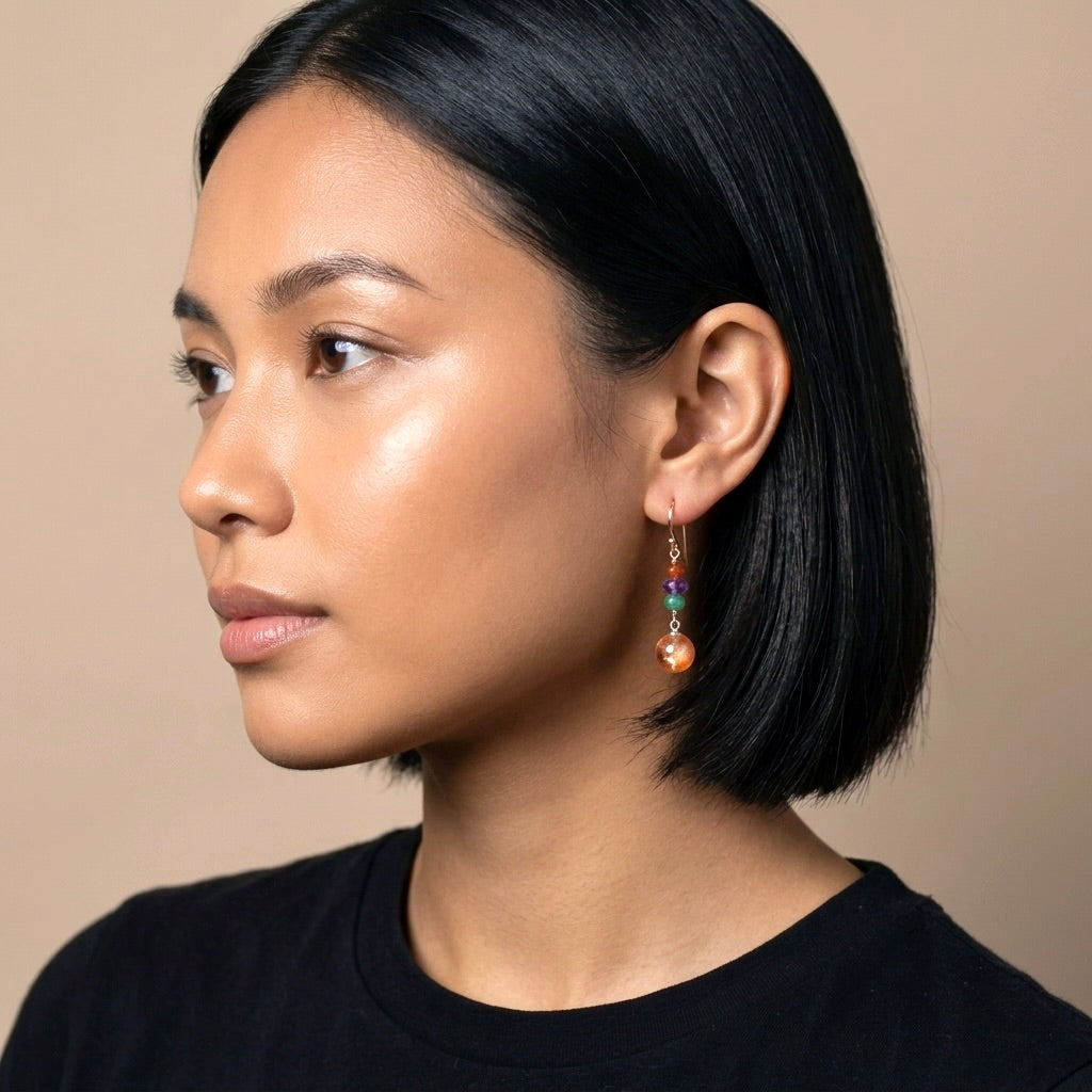 Garden quartz and mixed gem earrings
