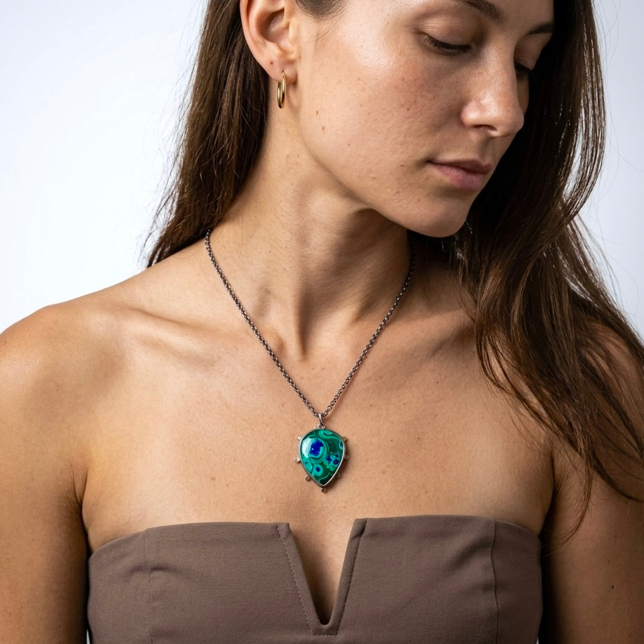 Malachite-azurite pendant