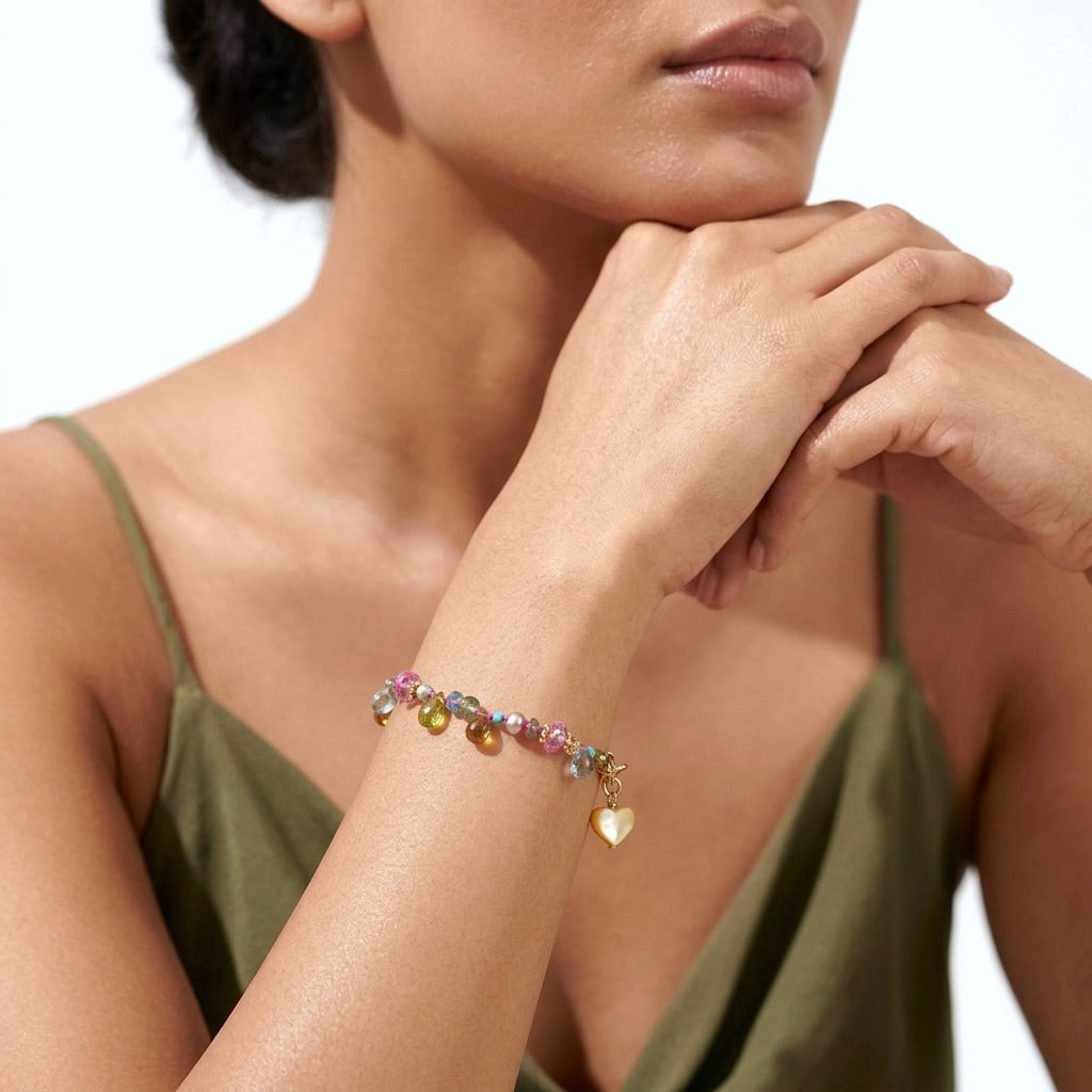 Delicate vibrant mix gemstone bracelet