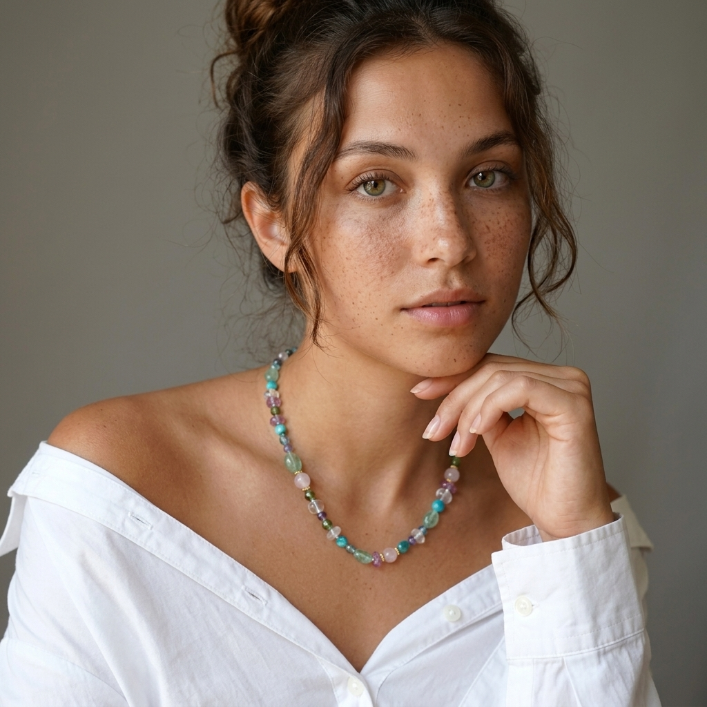 Colorful gemstone mix hand-knotted necklace