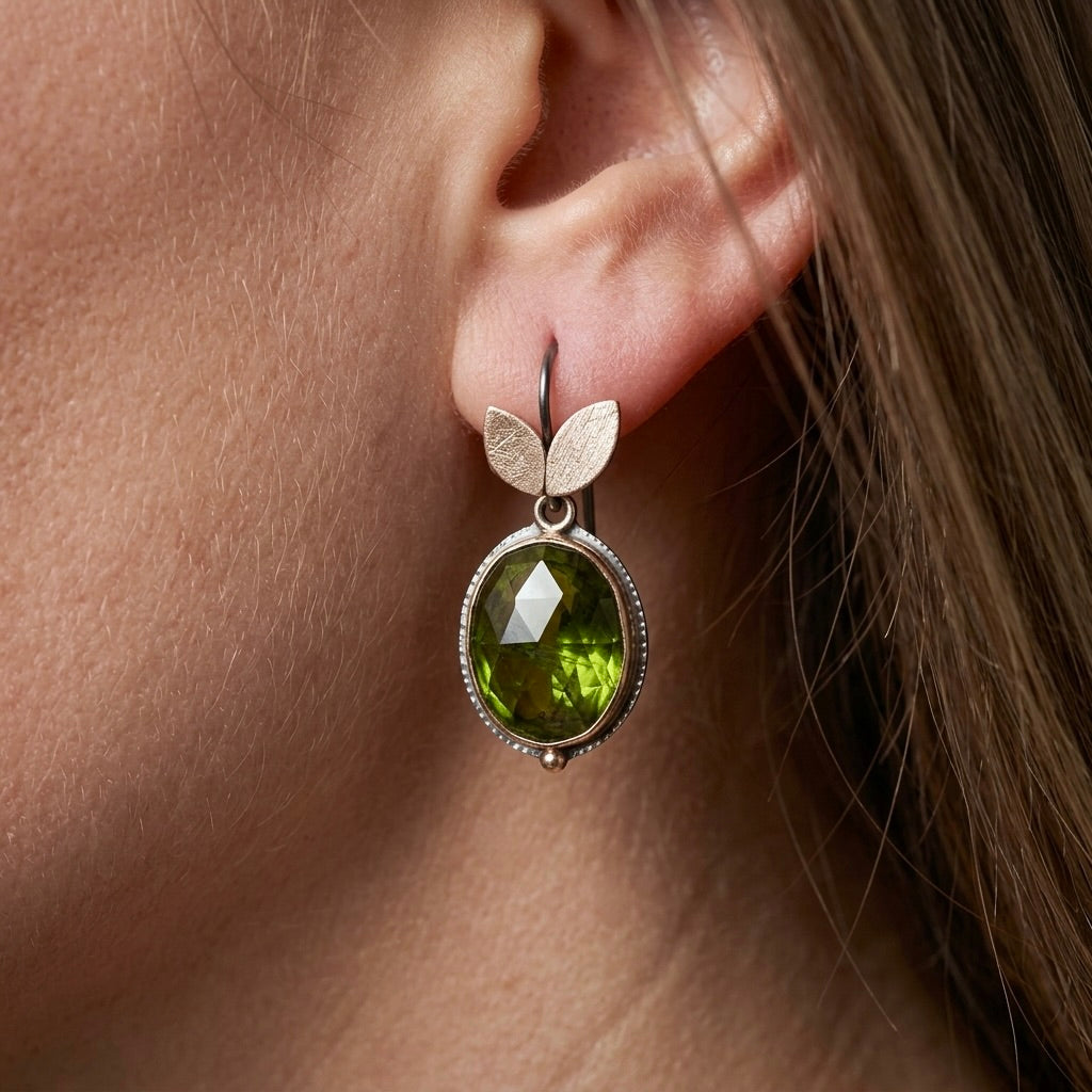 Forest green tourmaline earrings